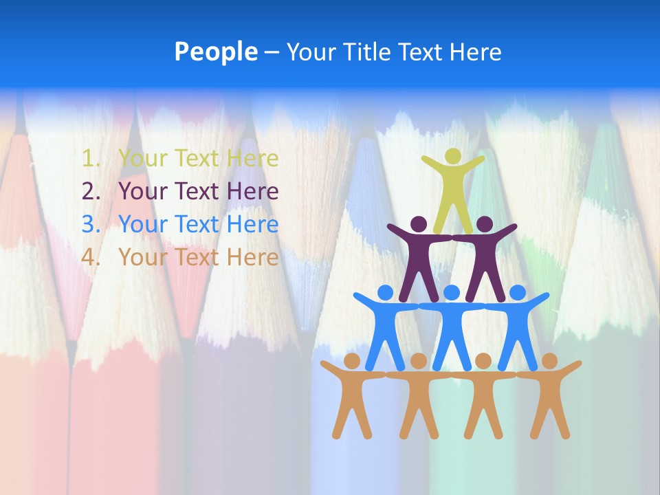 A Group Of Colored Pencils With A Blue Background PowerPoint Template