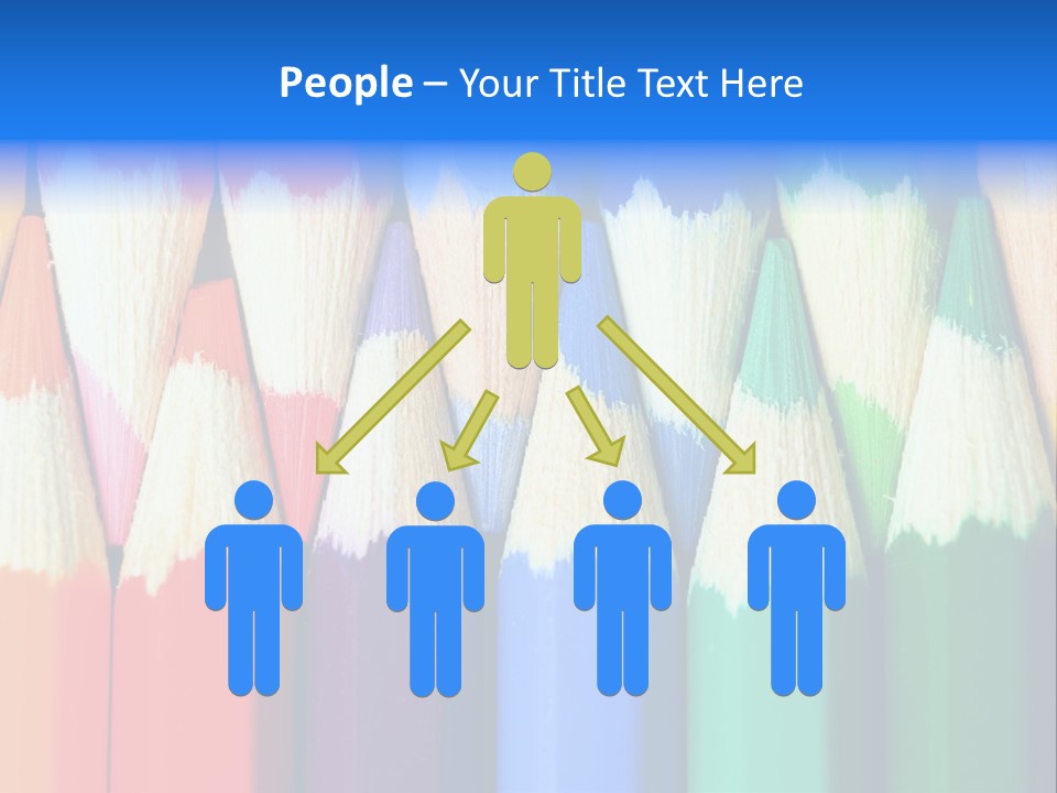 A Group Of Colored Pencils With A Blue Background PowerPoint Template