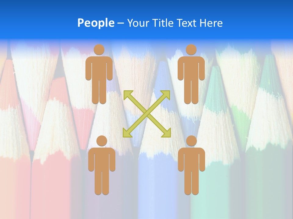 A Group Of Colored Pencils With A Blue Background PowerPoint Template