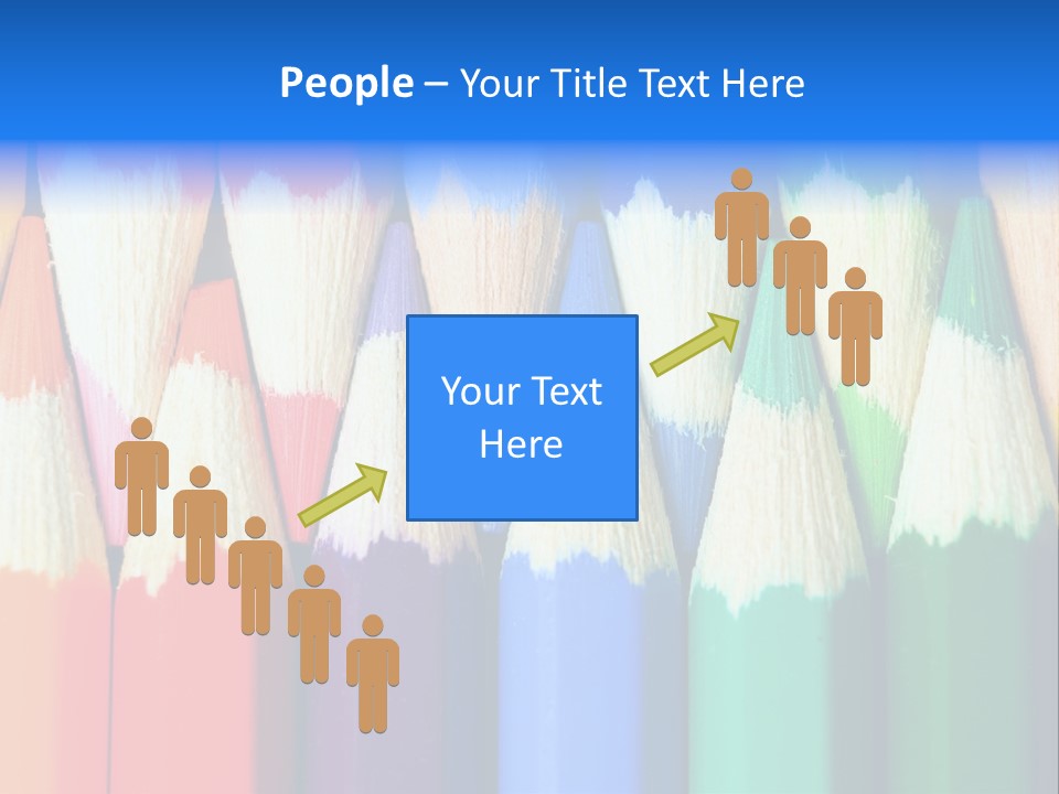 A Group Of Colored Pencils With A Blue Background PowerPoint Template