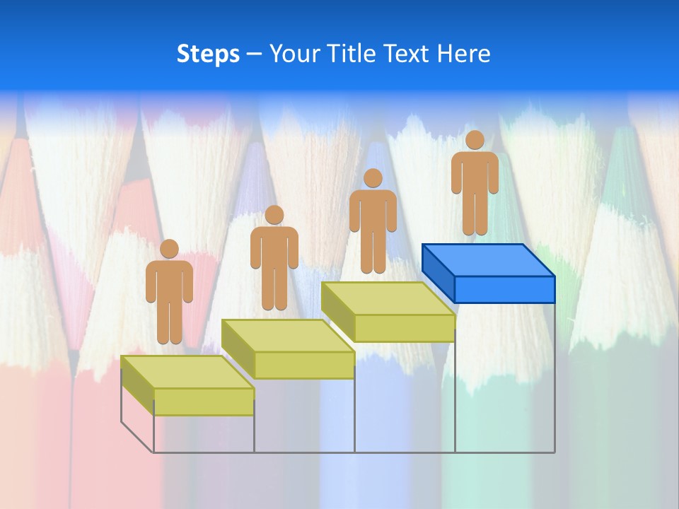 A Group Of Colored Pencils With A Blue Background PowerPoint Template