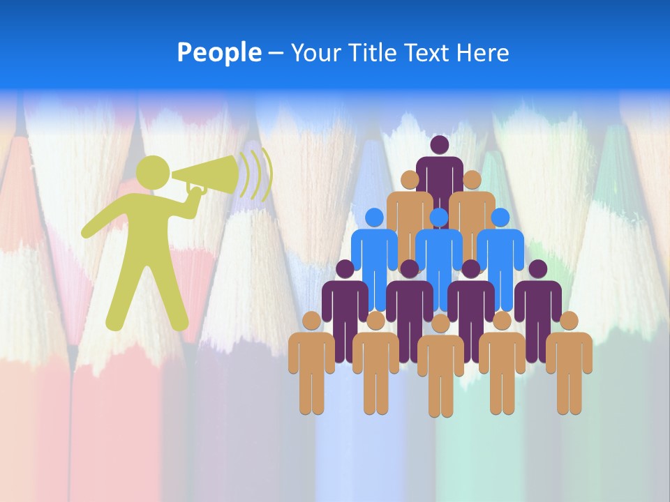 A Group Of Colored Pencils With A Blue Background PowerPoint Template