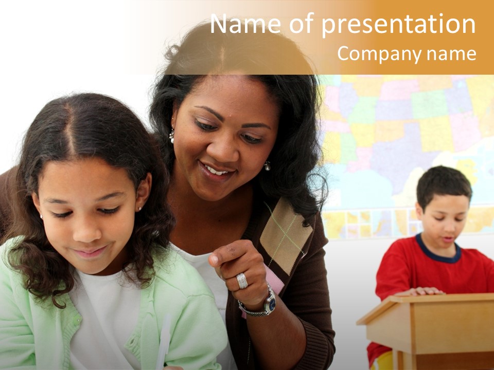 Teacher And Students In A Classroom At School PowerPoint Template