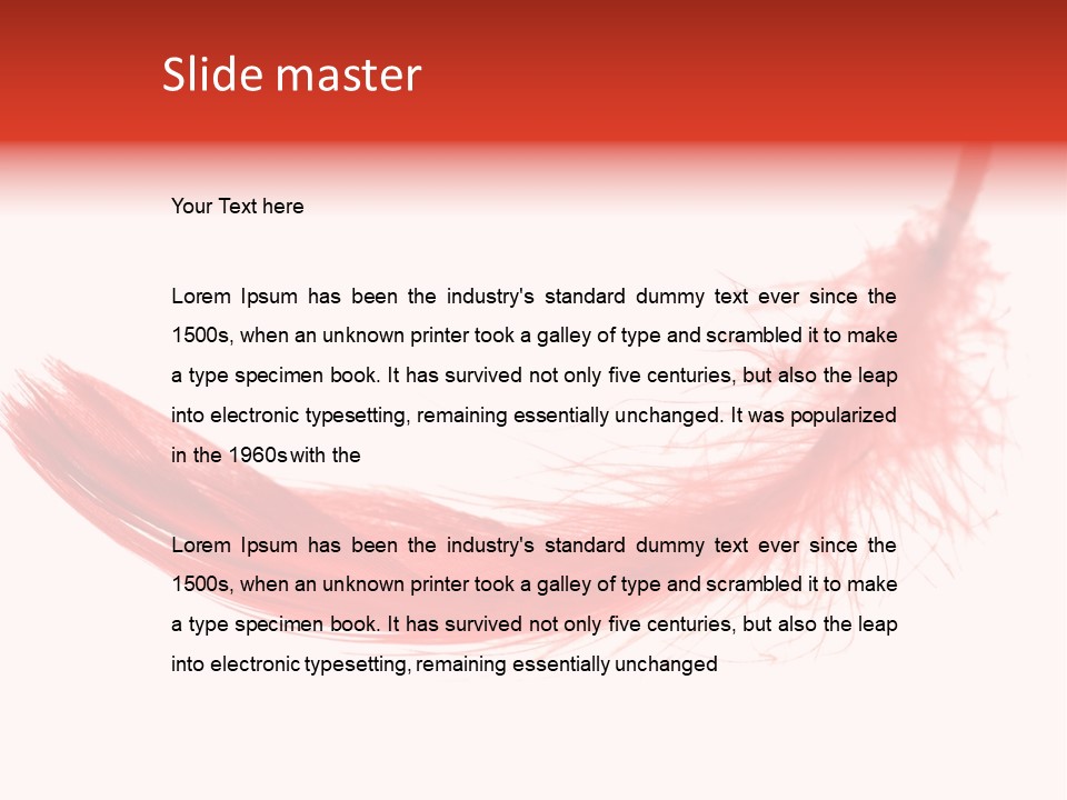 Red Feather Flying Object PowerPoint Template