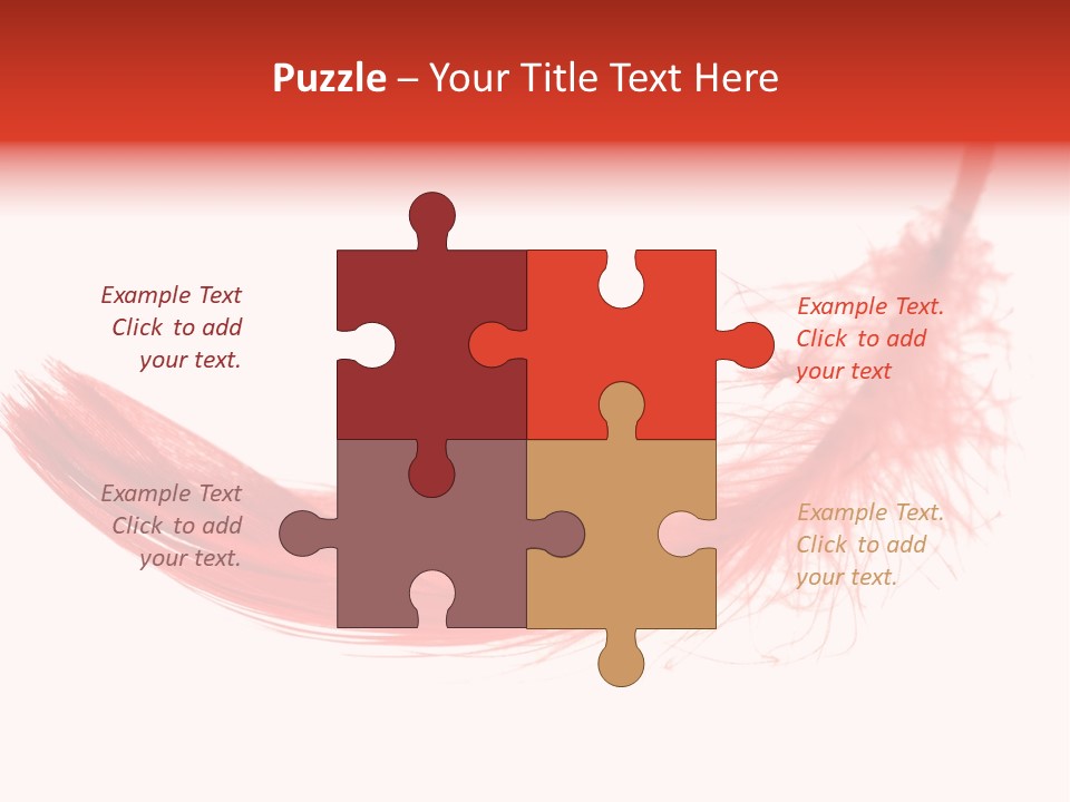 Red Feather Flying Object PowerPoint Template