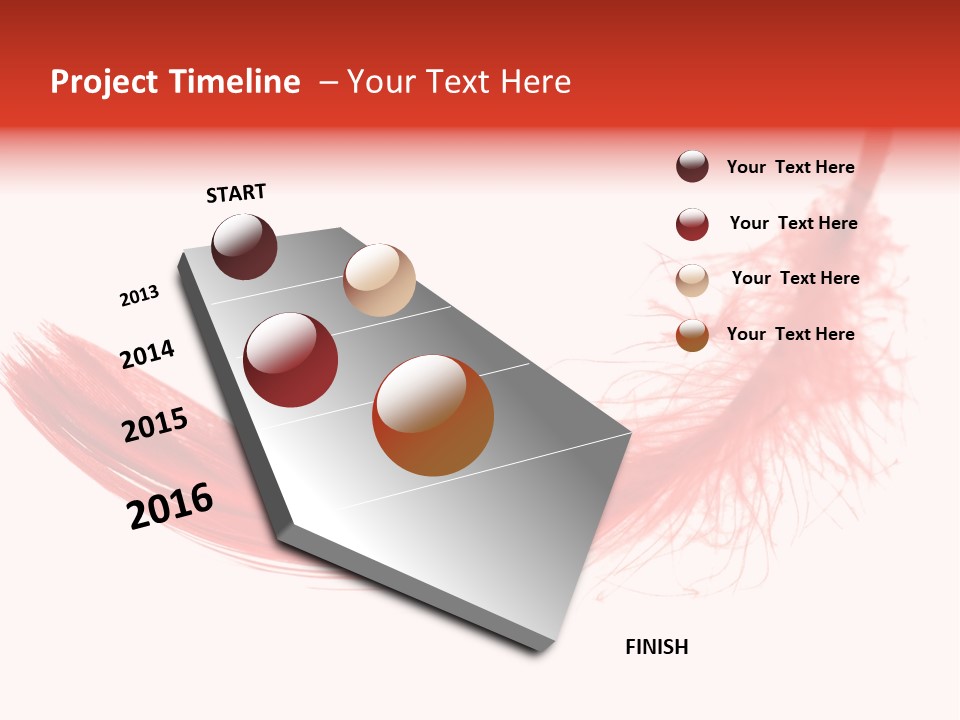 Red Feather Flying Object PowerPoint Template