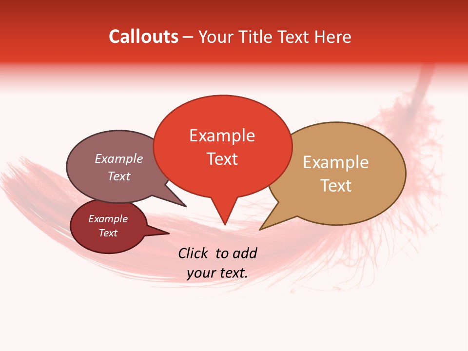 Red Feather Flying Object PowerPoint Template
