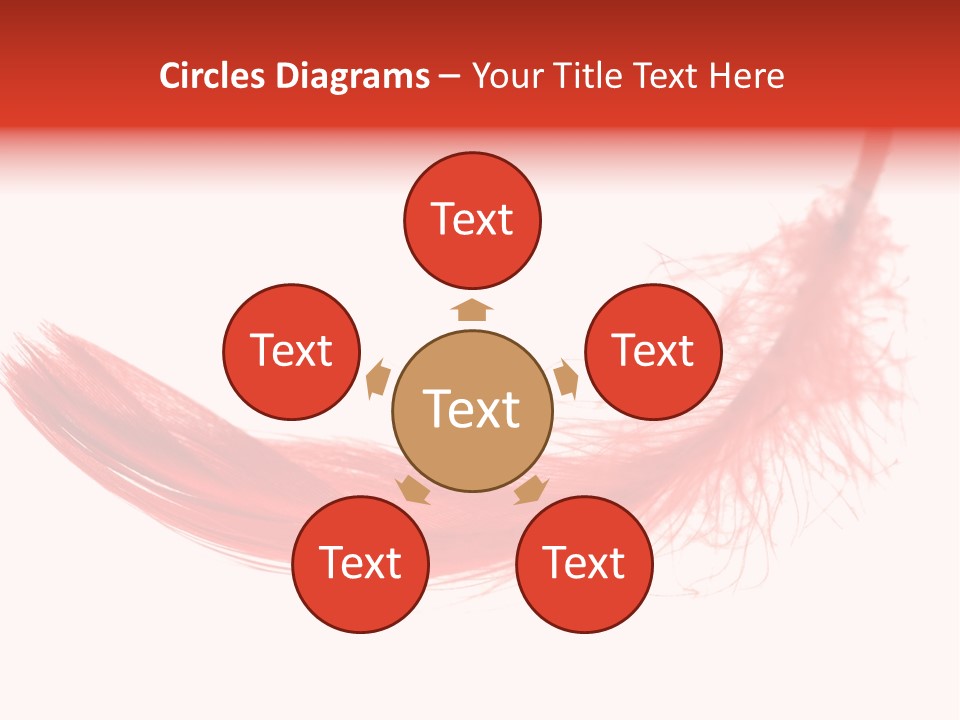 Red Feather Flying Object PowerPoint Template