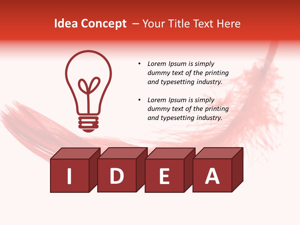 Red Feather Flying Object PowerPoint Template