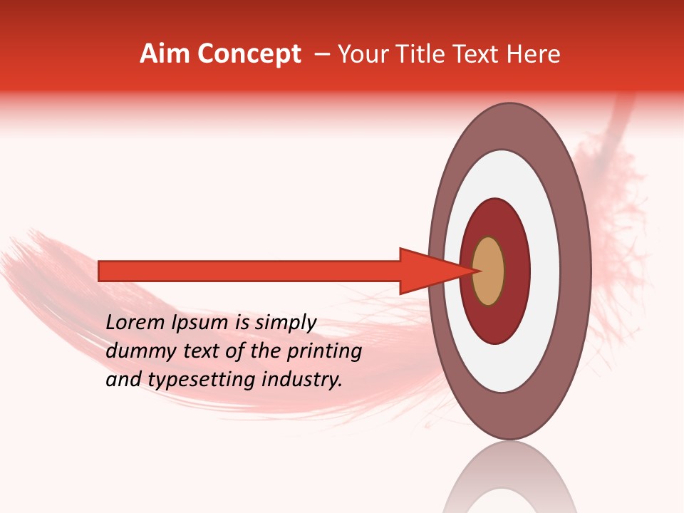 Red Feather Flying Object PowerPoint Template