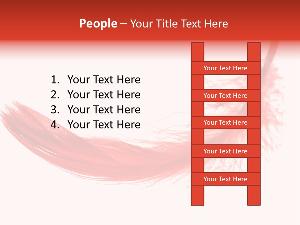 Red Feather Flying Object PowerPoint Template