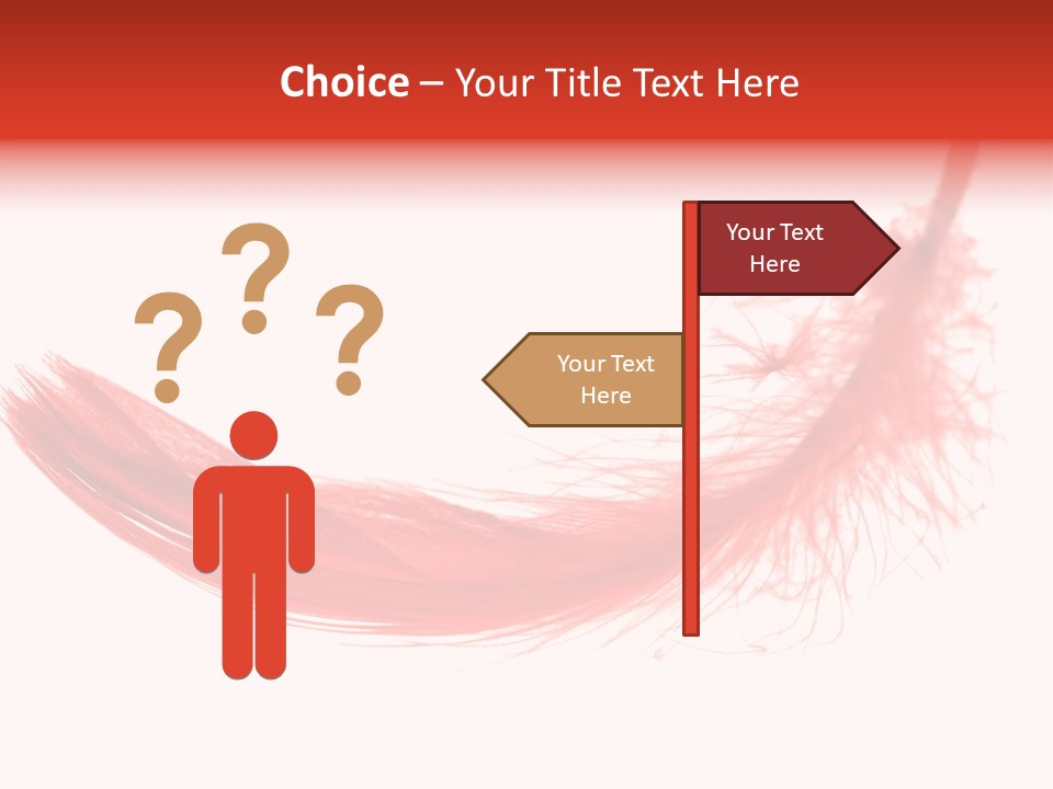 Red Feather Flying Object PowerPoint Template