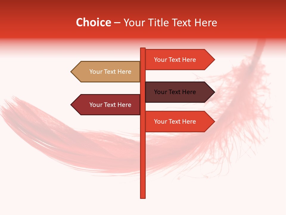 Red Feather Flying Object PowerPoint Template