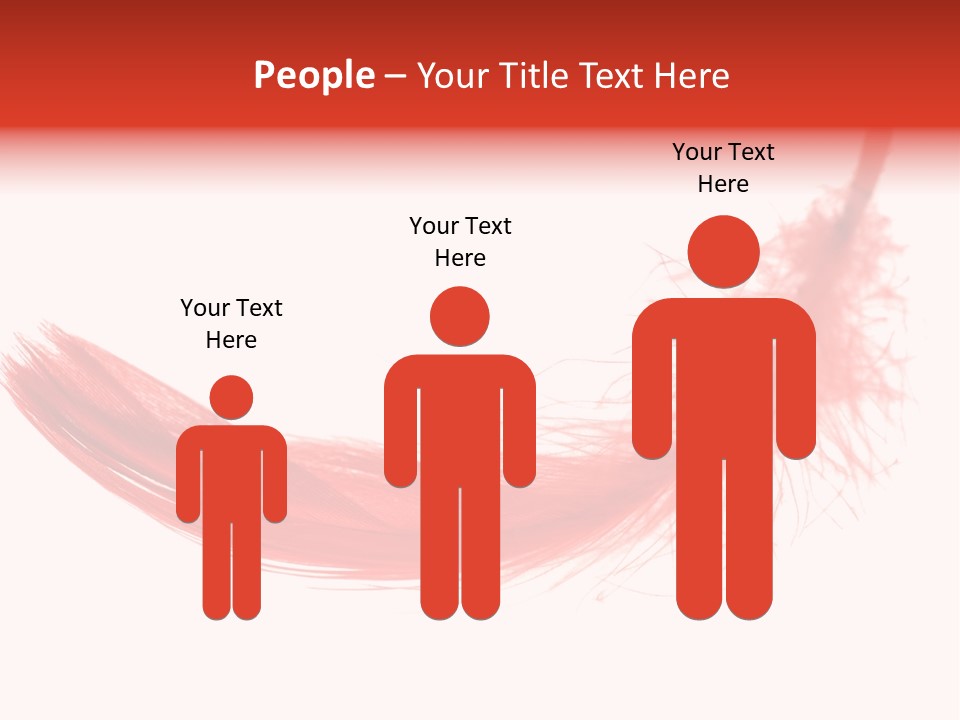Red Feather Flying Object PowerPoint Template