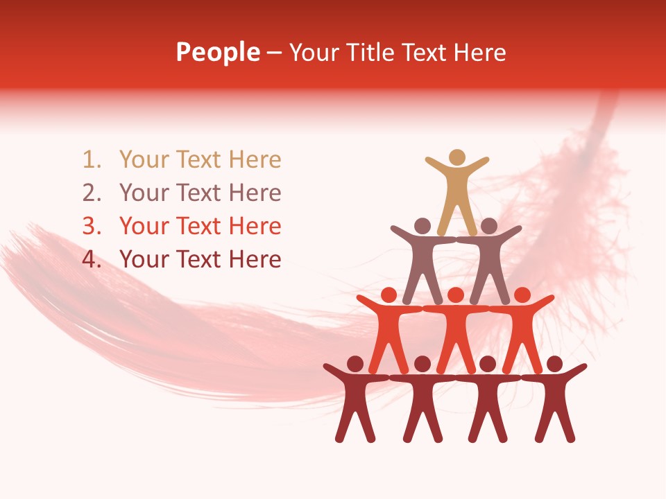 Red Feather Flying Object PowerPoint Template