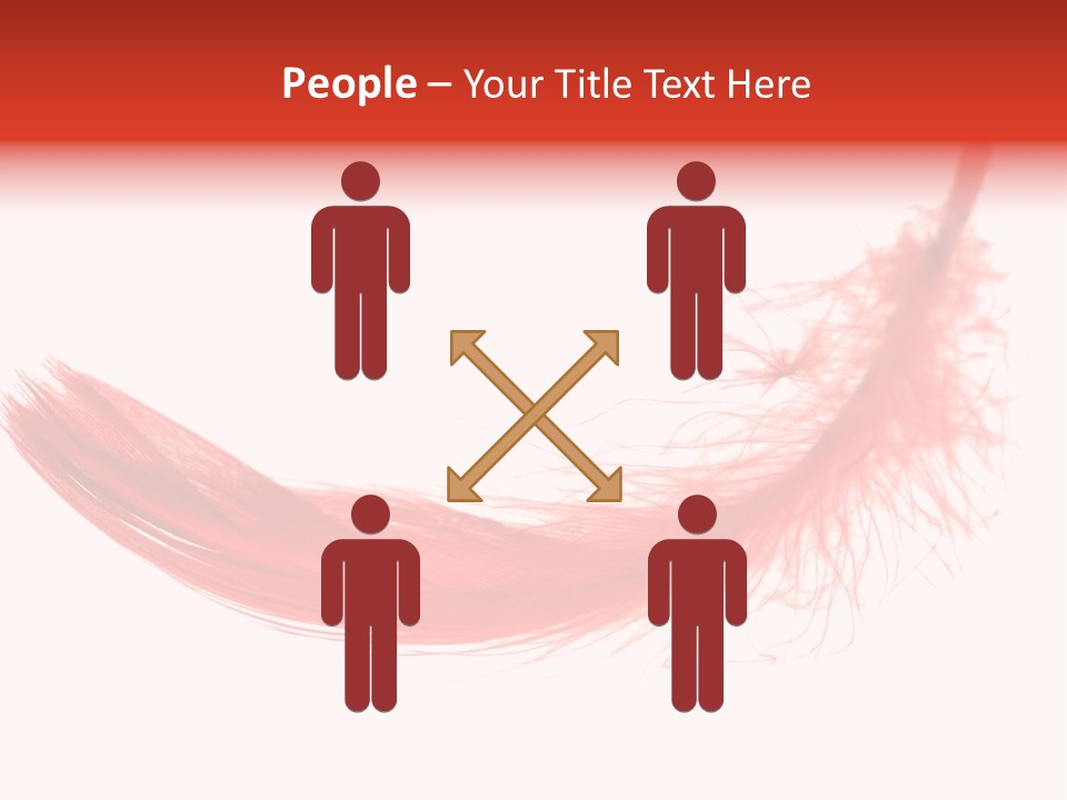 Red Feather Flying Object PowerPoint Template