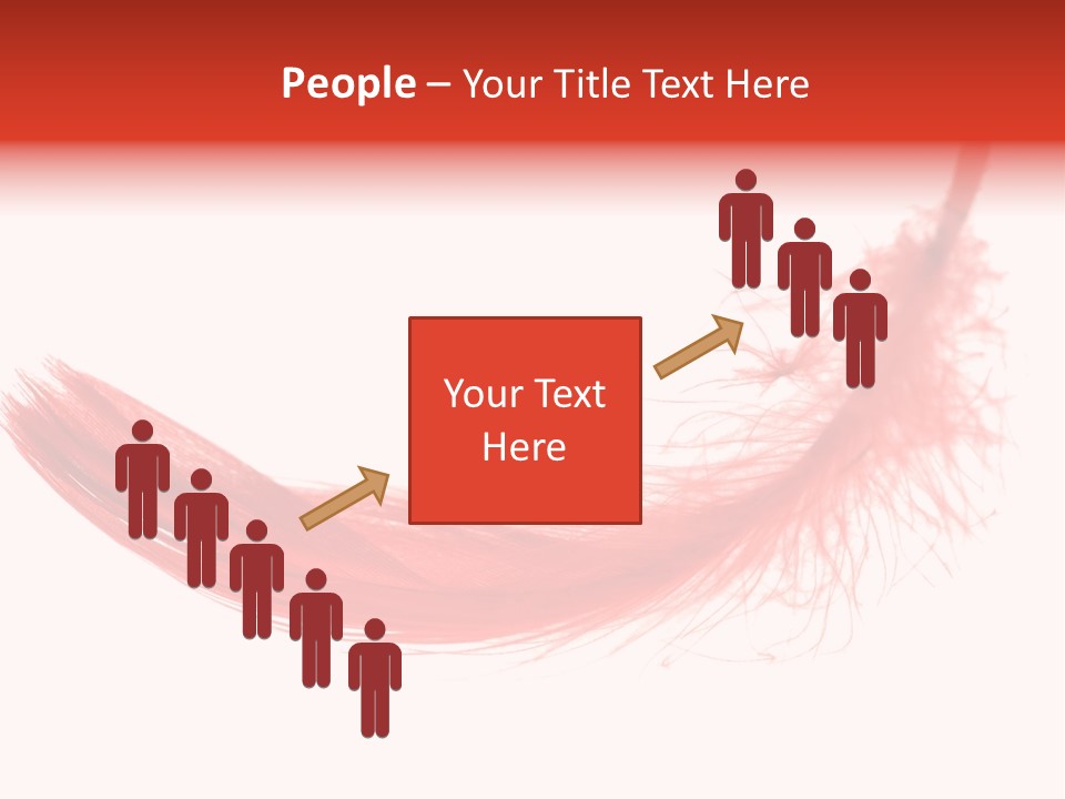 Red Feather Flying Object PowerPoint Template