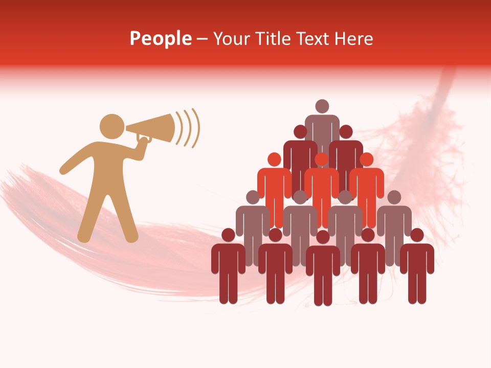 Red Feather Flying Object PowerPoint Template