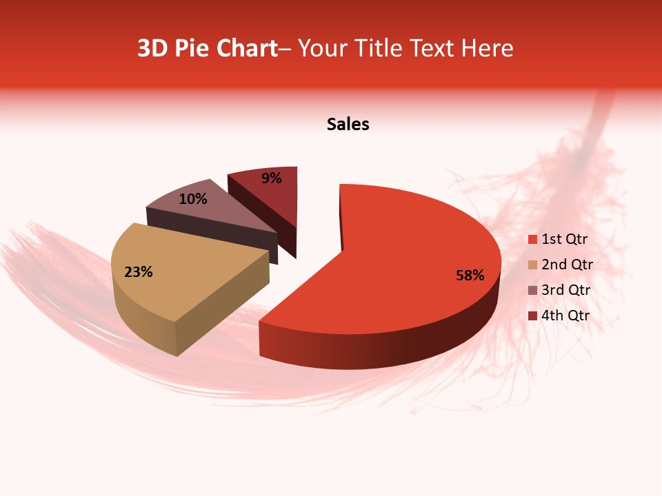 Red Feather Flying Object PowerPoint Template