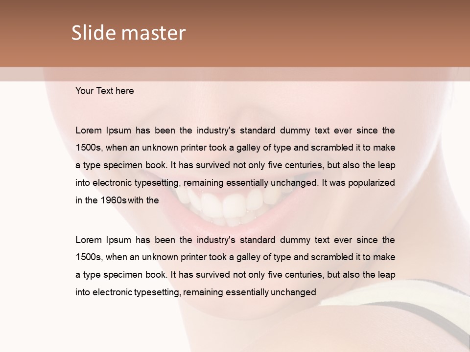 A Woman With Green Eyes Is Smiling For The Camera PowerPoint Template