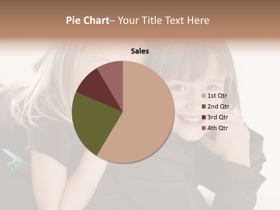 Two Cute Young Sisters Posing Together In A Studio. Horizontally Framed Shot Isolated Against A White Studio Background. PowerPoint Template