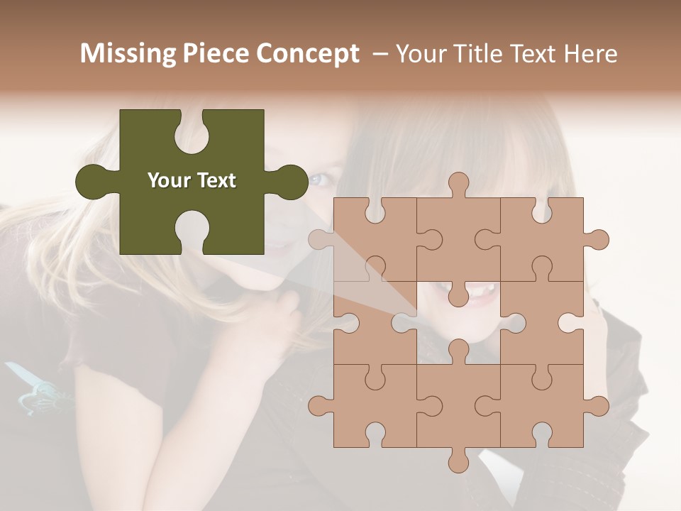 Two Cute Young Sisters Posing Together In A Studio. Horizontally Framed Shot Isolated Against A White Studio Background. PowerPoint Template