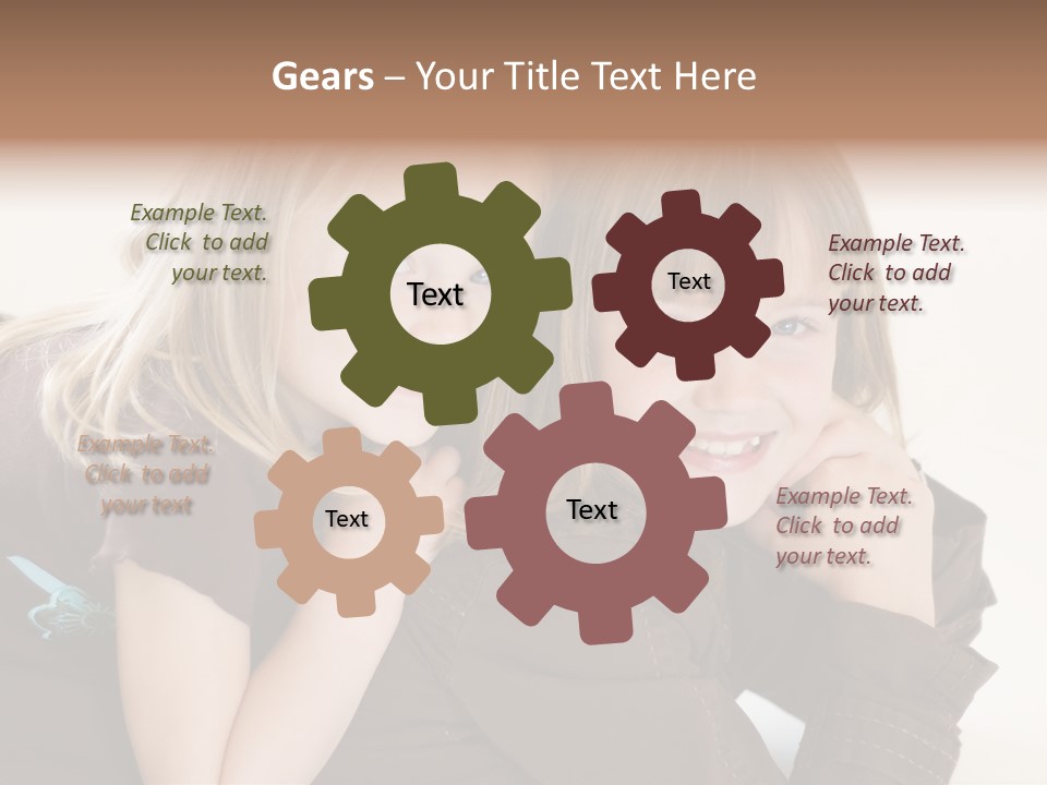 Two Cute Young Sisters Posing Together In A Studio. Horizontally Framed Shot Isolated Against A White Studio Background. PowerPoint Template