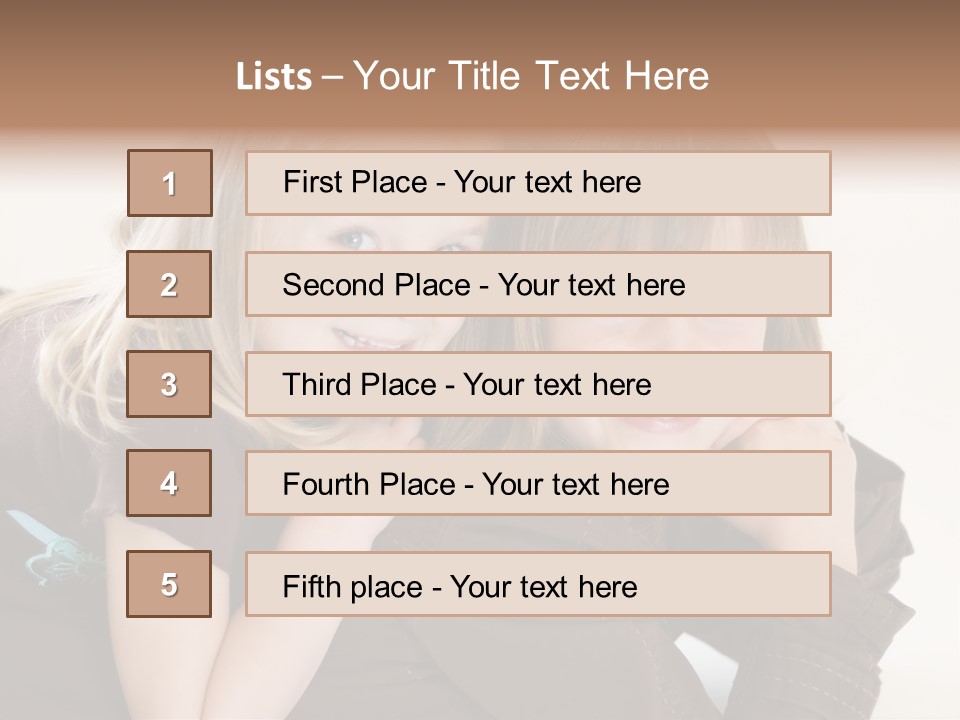 Two Cute Young Sisters Posing Together In A Studio. Horizontally Framed Shot Isolated Against A White Studio Background. PowerPoint Template