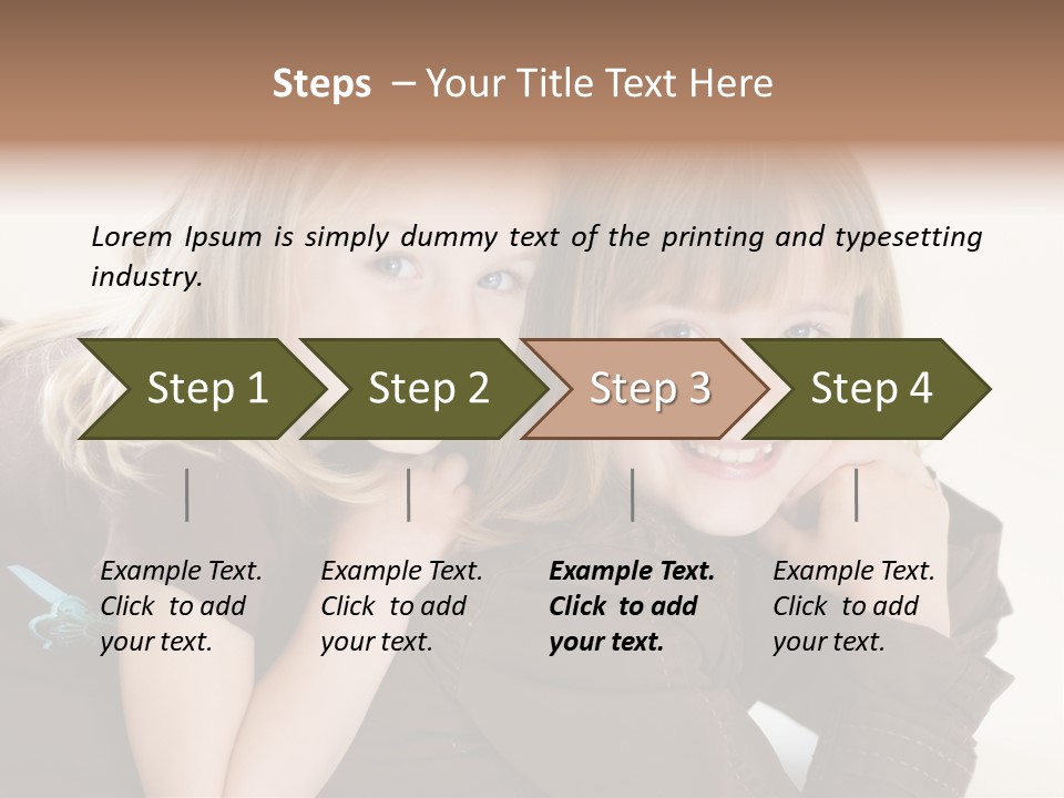 Two Cute Young Sisters Posing Together In A Studio. Horizontally Framed Shot Isolated Against A White Studio Background. PowerPoint Template