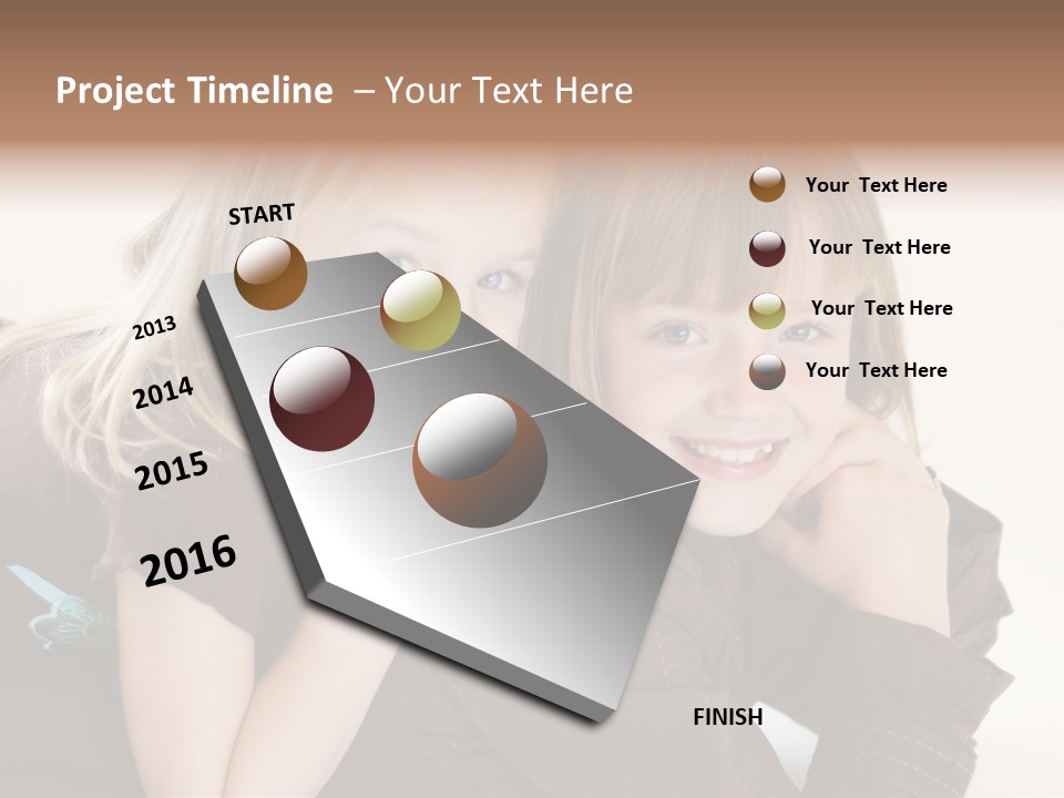 Two Cute Young Sisters Posing Together In A Studio. Horizontally Framed Shot Isolated Against A White Studio Background. PowerPoint Template