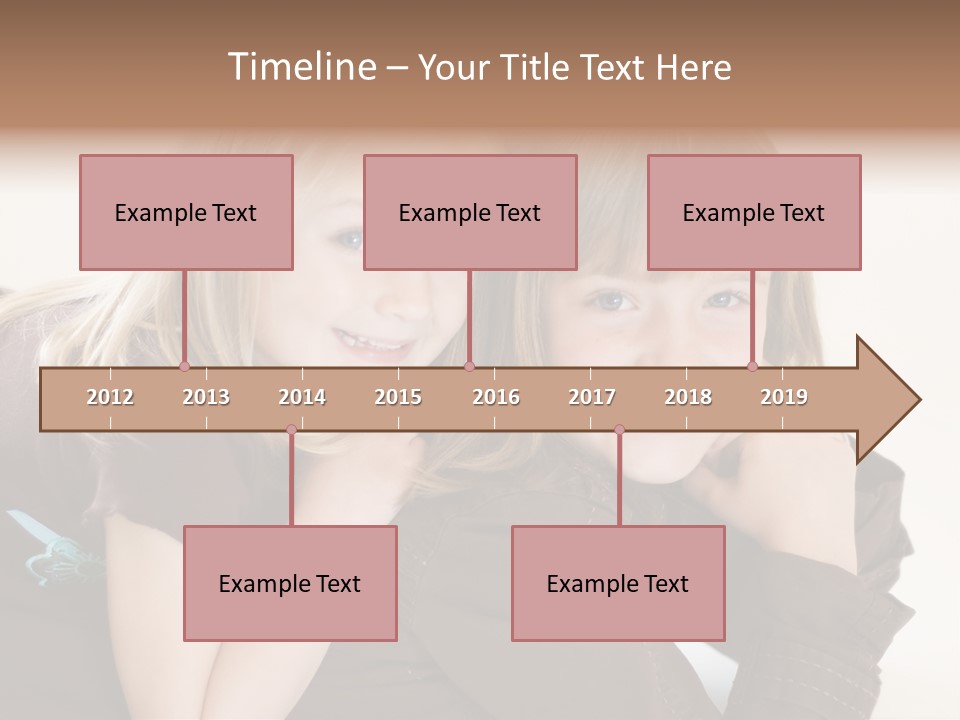 Two Cute Young Sisters Posing Together In A Studio. Horizontally Framed Shot Isolated Against A White Studio Background. PowerPoint Template