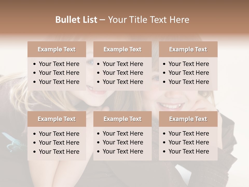 Two Cute Young Sisters Posing Together In A Studio. Horizontally Framed Shot Isolated Against A White Studio Background. PowerPoint Template