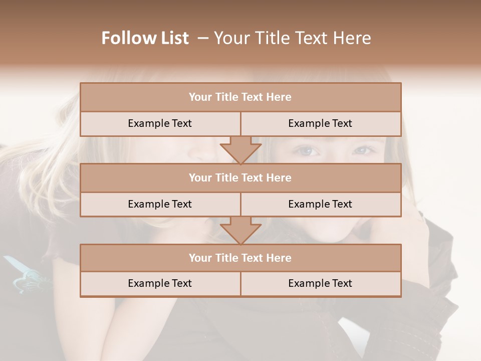 Two Cute Young Sisters Posing Together In A Studio. Horizontally Framed Shot Isolated Against A White Studio Background. PowerPoint Template
