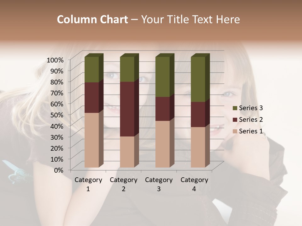 Two Cute Young Sisters Posing Together In A Studio. Horizontally Framed Shot Isolated Against A White Studio Background. PowerPoint Template