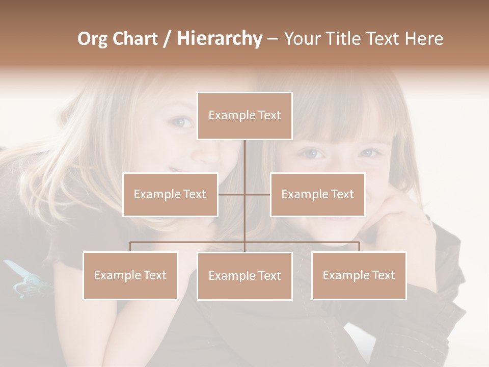 Two Cute Young Sisters Posing Together In A Studio. Horizontally Framed Shot Isolated Against A White Studio Background. PowerPoint Template