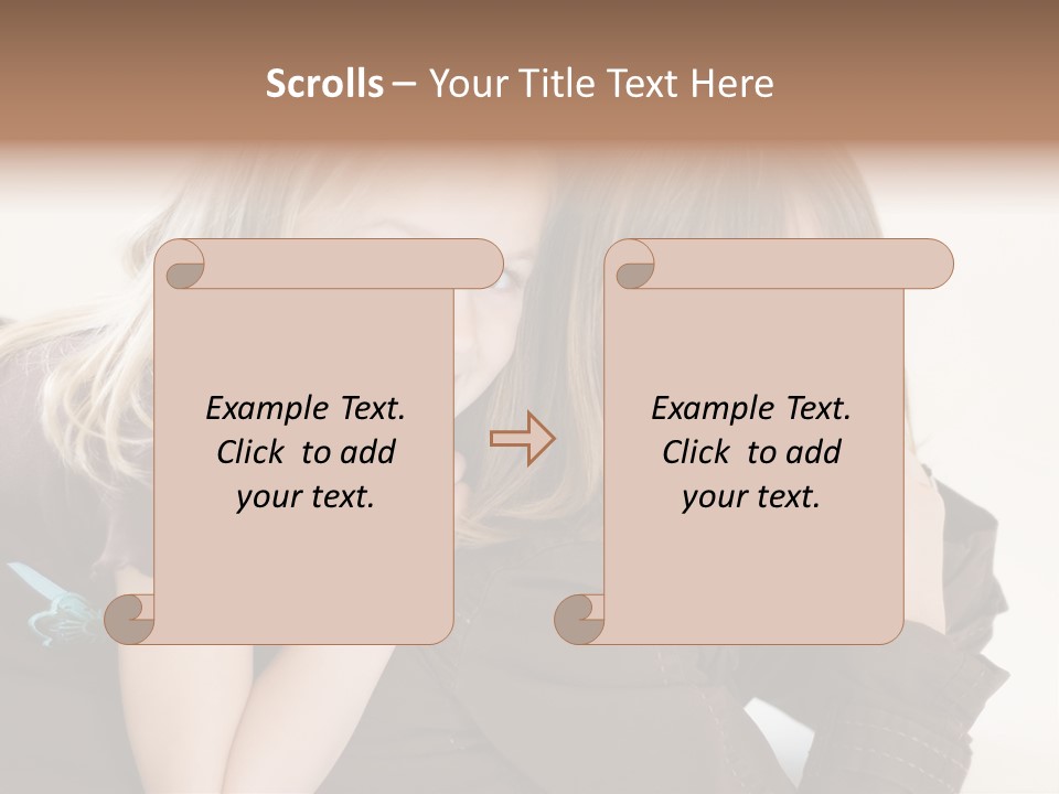 Two Cute Young Sisters Posing Together In A Studio. Horizontally Framed Shot Isolated Against A White Studio Background. PowerPoint Template