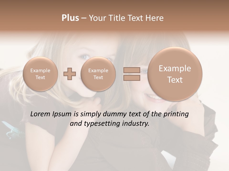 Two Cute Young Sisters Posing Together In A Studio. Horizontally Framed Shot Isolated Against A White Studio Background. PowerPoint Template