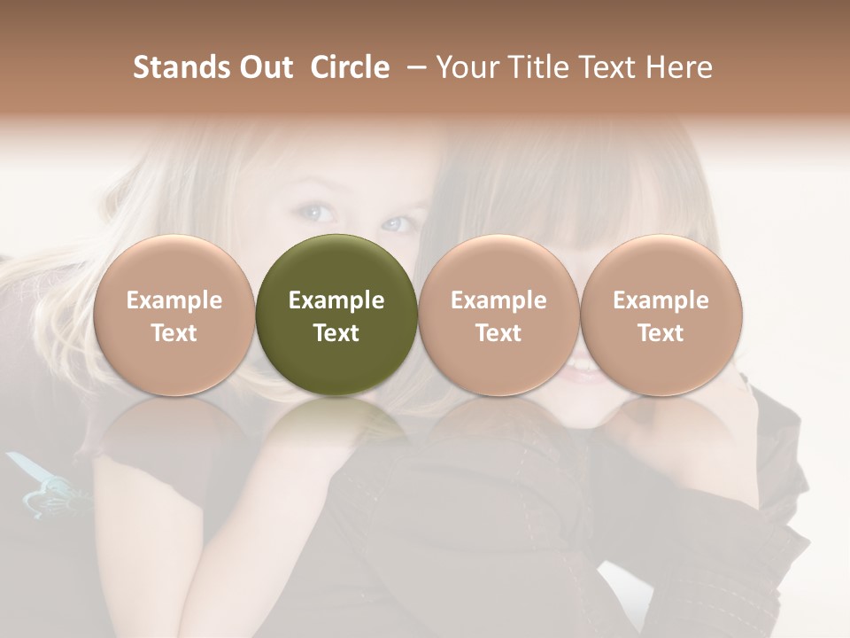 Two Cute Young Sisters Posing Together In A Studio. Horizontally Framed Shot Isolated Against A White Studio Background. PowerPoint Template