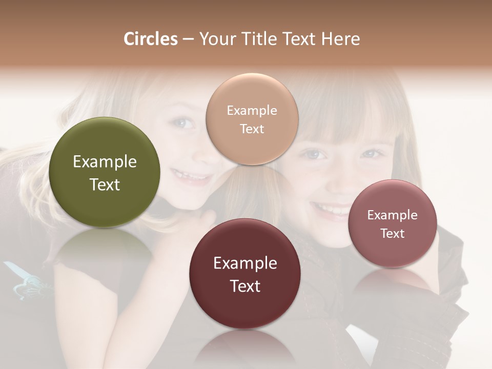 Two Cute Young Sisters Posing Together In A Studio. Horizontally Framed Shot Isolated Against A White Studio Background. PowerPoint Template