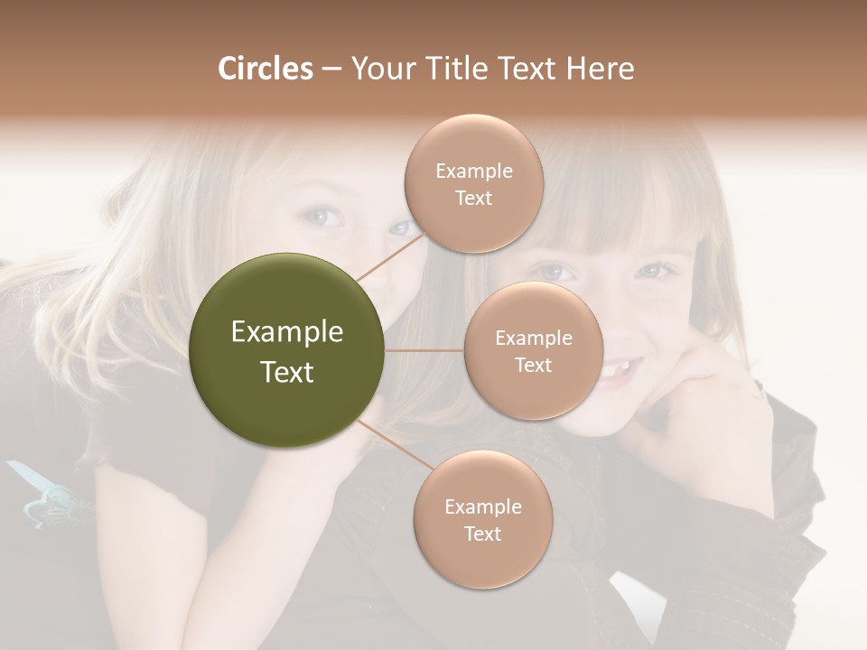 Two Cute Young Sisters Posing Together In A Studio. Horizontally Framed Shot Isolated Against A White Studio Background. PowerPoint Template