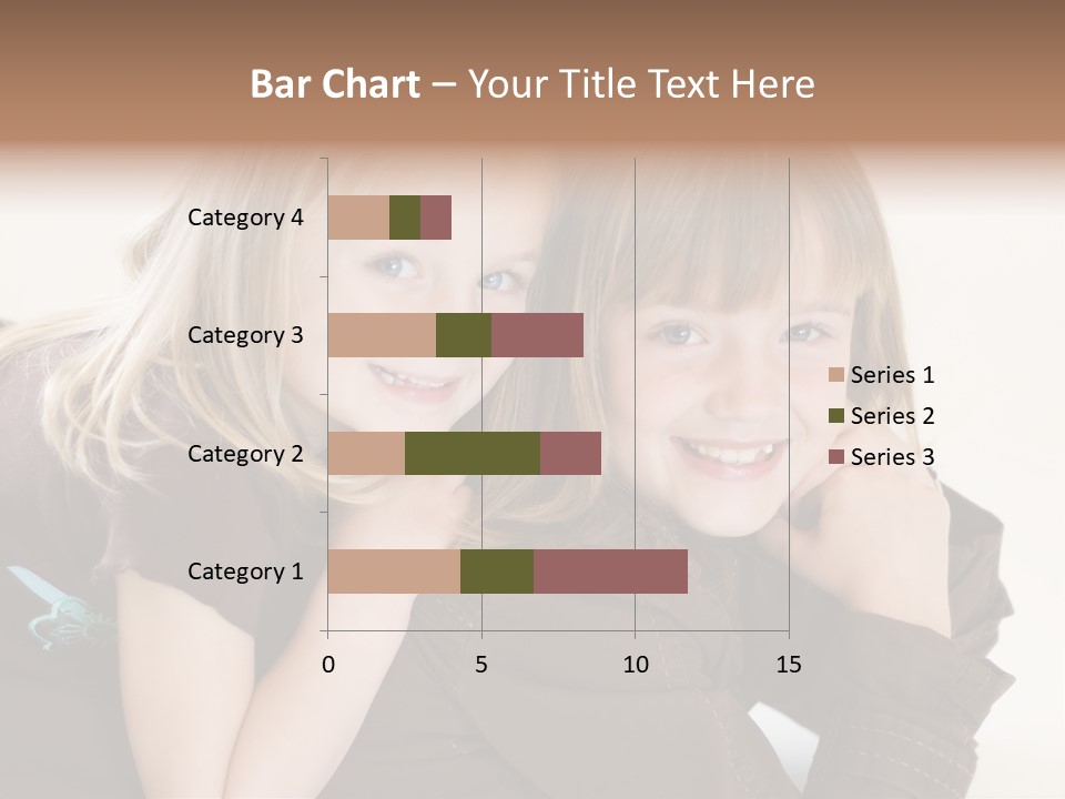 Two Cute Young Sisters Posing Together In A Studio. Horizontally Framed Shot Isolated Against A White Studio Background. PowerPoint Template