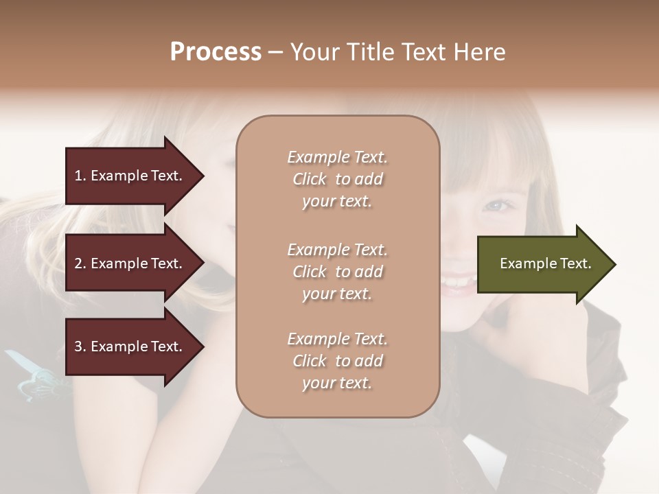 Two Cute Young Sisters Posing Together In A Studio. Horizontally Framed Shot Isolated Against A White Studio Background. PowerPoint Template