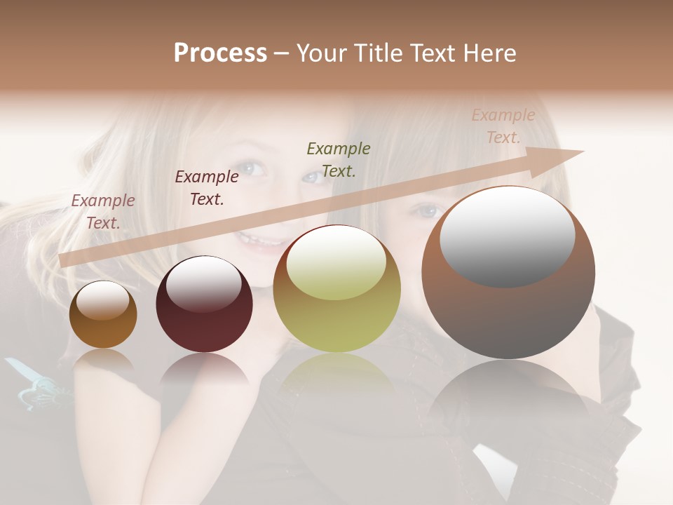 Two Cute Young Sisters Posing Together In A Studio. Horizontally Framed Shot Isolated Against A White Studio Background. PowerPoint Template