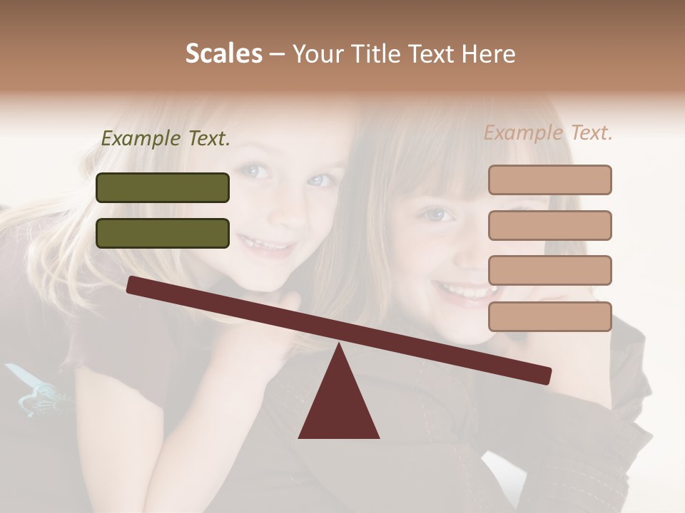 Two Cute Young Sisters Posing Together In A Studio. Horizontally Framed Shot Isolated Against A White Studio Background. PowerPoint Template