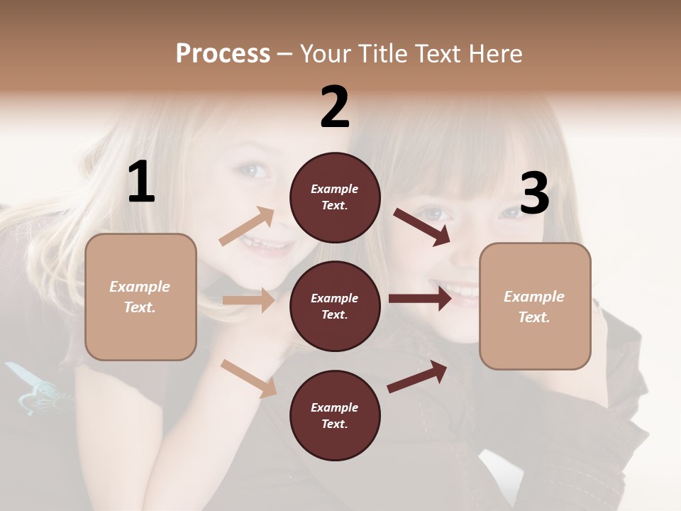 Two Cute Young Sisters Posing Together In A Studio. Horizontally Framed Shot Isolated Against A White Studio Background. PowerPoint Template