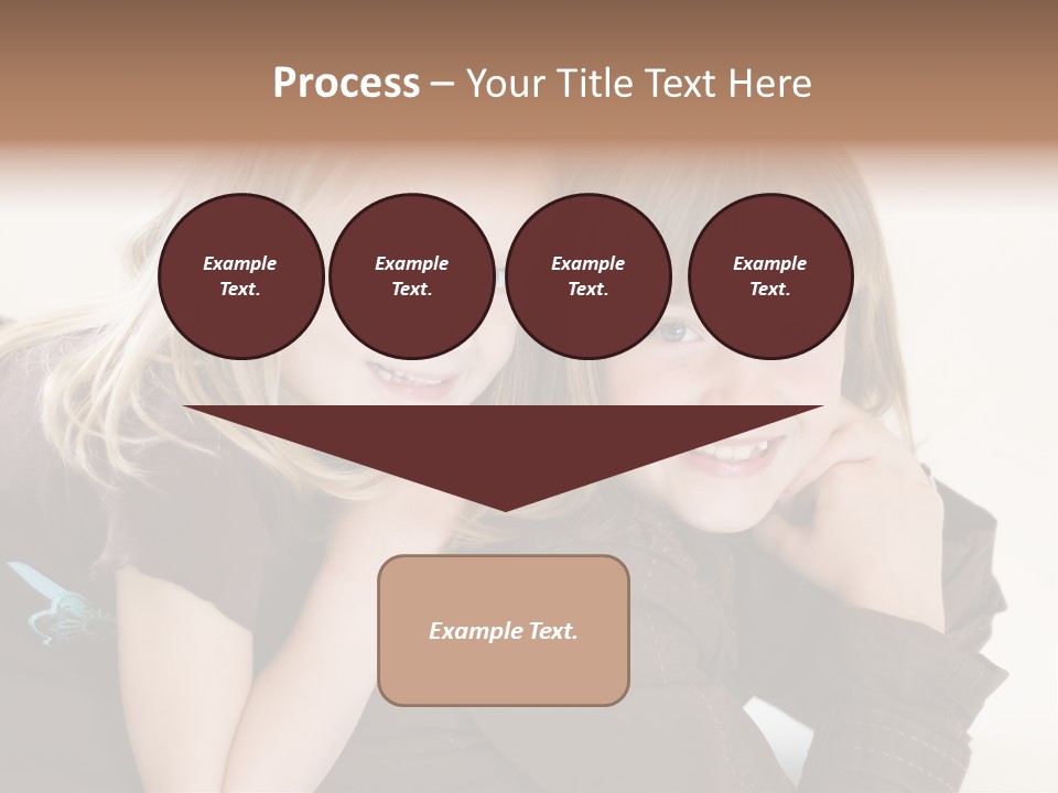 Two Cute Young Sisters Posing Together In A Studio. Horizontally Framed Shot Isolated Against A White Studio Background. PowerPoint Template