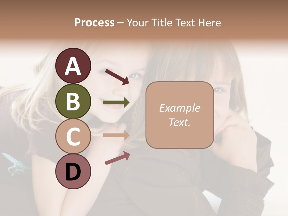 Two Cute Young Sisters Posing Together In A Studio. Horizontally Framed Shot Isolated Against A White Studio Background. PowerPoint Template