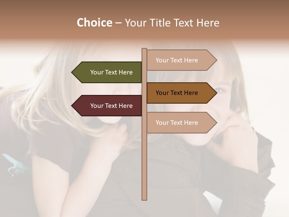 Two Cute Young Sisters Posing Together In A Studio. Horizontally Framed Shot Isolated Against A White Studio Background. PowerPoint Template