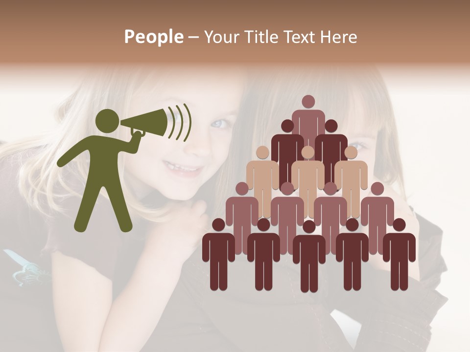 Two Cute Young Sisters Posing Together In A Studio. Horizontally Framed Shot Isolated Against A White Studio Background. PowerPoint Template