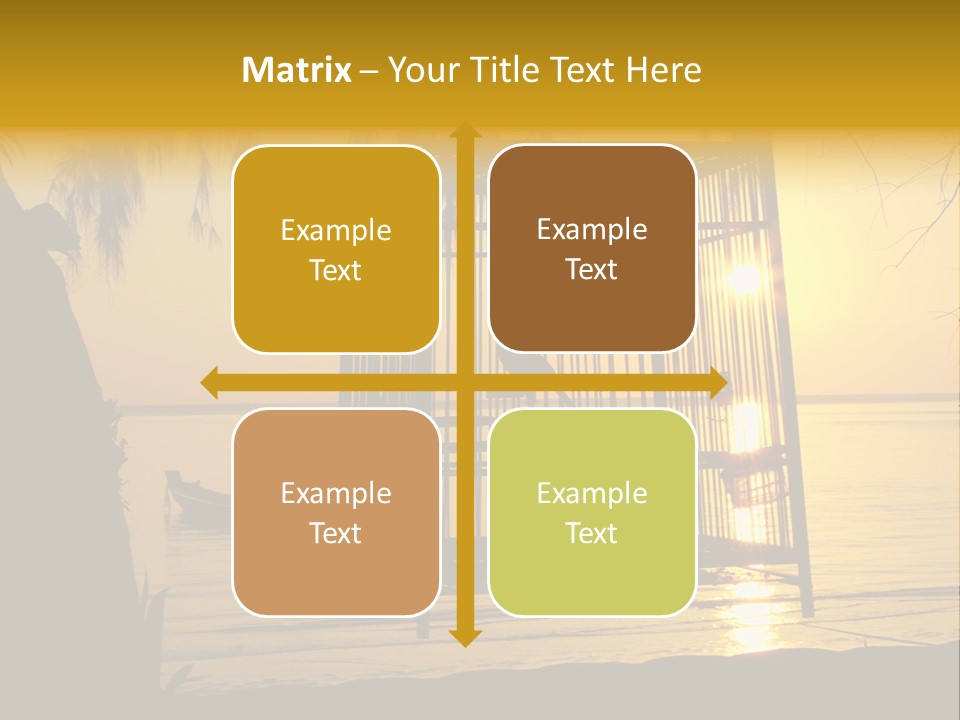 Bird In A Cage On Seacoast While Sunset. PowerPoint Template